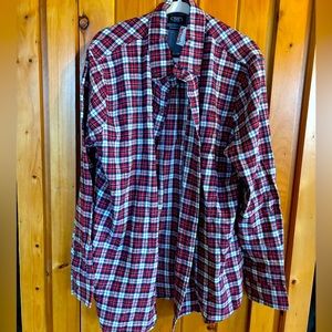Chaps Men’s Long Sleeve Red, White & Blue Button Down Flannel Shirt